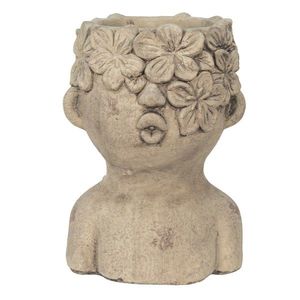 Cementový obal na květináč v designu busty s květinami Tete - 17*16*25 cm 6TE0440 obraz