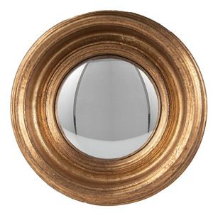 Zlaté antik kulaté nástěnné vypouklé zrcadlo Beneoit – Ø 24*7 cm 62S200GO obraz