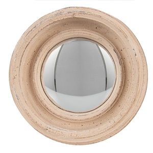 Béžové antik kulaté nástěnné vypouklé zrcadlo Beneoit – Ø 16*4 cm 62S204W obraz