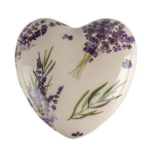 Keramické dekorační srdce s levandulí Lavandie L - 11*11*4 cm 6CE1554L obraz
