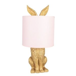 Zlatá stolní lampa králík s růžovým stínidlem Rabbi – Ø20*43 cm E27/max 1*60W 6LMC0013GOP obraz