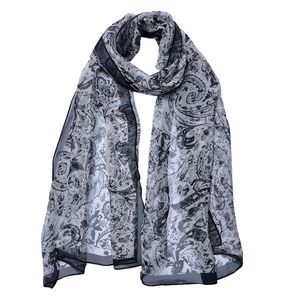 Šedo-černý dámský šátek se vzorem- 50*160cm JZSC0716G obraz