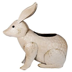 Béžový antik kovový obal na květináč ve tvaru králíka - 40*17*40 cm 6Y5471 obraz
