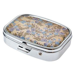 Kovová krabička na pilulky / šperky s modrými květy - 4*5 cm JZPB0004 obraz