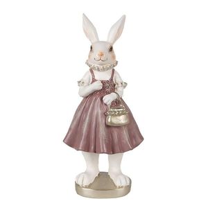 Dekorace bílá králičí žena v šatech s kabelkou - 12*10*27 cm 6PR4059 obraz