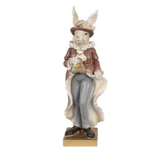 Dekorace králičí žena ve zdobném kabátku a kabelkou - 10*8*30 cm 6PR4128 obraz