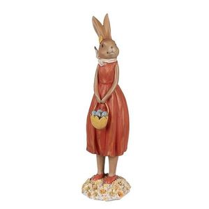 Dekorace králičí žena v oranžových šatech a vajíčky - 9*9*33 cm 6PR5036 obraz