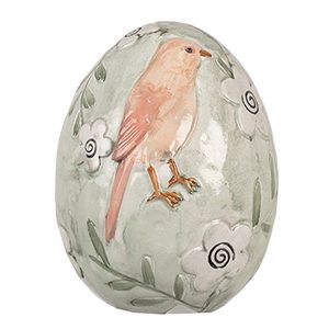 Dekorace zelené vajíčko s květy a ptáčkem - Ø 10*13 cm 6PR5043 obraz