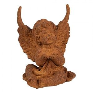 Dekorativní rezavá figurka anděl sedící - 9*8*12 cm 6PR4070 obraz