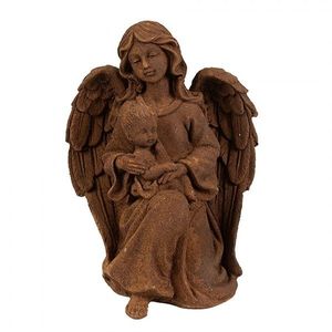Dekorativní rezavá figurka anděl držící dítě - 13*11*18 cm 6PR4064 obraz