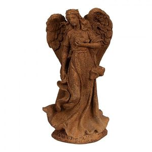 Dekorativní rezavá figurka anděl s holubicí - 12*10*23 cm 6PR4063 obraz