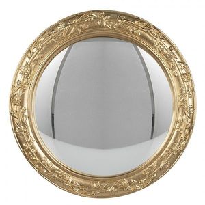 Zlaté kulaté nástěnné vypouklé zrcadlo s listy Lianne – Ø 26*2/ Ø 19 cm 62S291 obraz