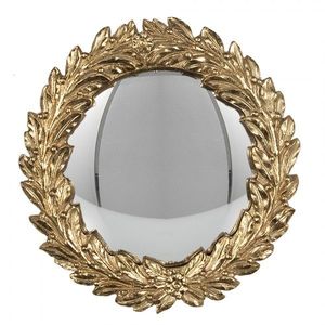 Zlaté kulaté nástěnné vypouklé zrcadlo s listy Baroq – 19*2*19cm 62S289 obraz