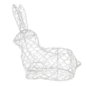 Bílý drátěný dekorační košík králík Bunny L - 28*15*30 cm 6Y5481L obraz