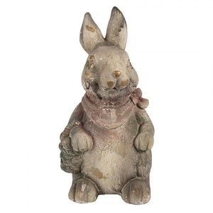 Šedohnědá dekorativní figurka králík s košíčkem - 22*19*41 cm 6MG0034 obraz