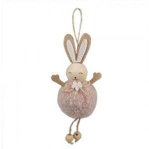 Růžový plyšový závěsný velikonoční králíček s kytičkou Magiccal - 7*4*15 cm 65346 obraz