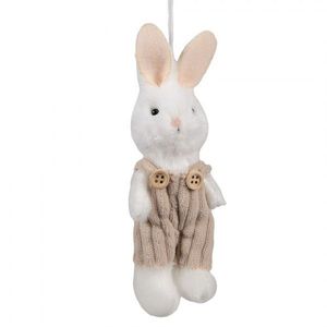 Bílý plyšový závěsný králíček v hnědých laclíkách Magiccal - 14 cm 65347 obraz