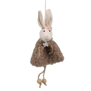Závěsný velikonoční králíček s hnědými šaty Magiccal - 8*3*16 cm 65354 obraz