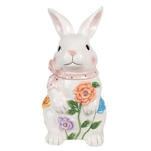 Bílá keramická úložná nádoba králík s květy - 16*15*29 cm 6CE1703 obraz