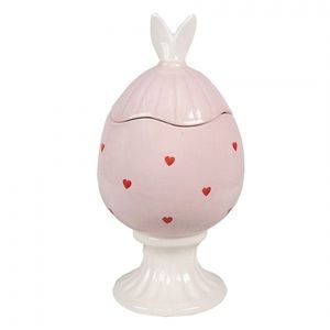 Růžová úložná keramická nádoba ve tvaru vejce - Ø 13*25 cm 6CE1696 obraz