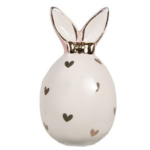 Růžovobílé keramické dekorační vajíčko Rabbit Heart - Ø 5x9 cm 6CE1678 obraz