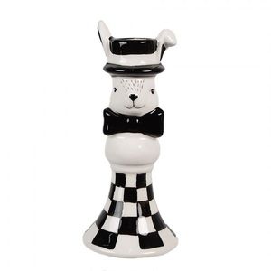 Černobílý keramický svícen Black&White Bunny - Ø 7*17 cm 6CE1690 obraz