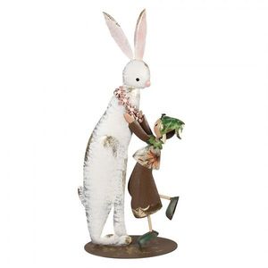 Kovová dekorativní socha králík s dívkou - 25*13*57 cm 6Y5597 obraz