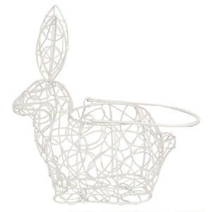 Bílý dekorační drátěný košík ve tvaru králíka - 20*12*24 cm 6Y4659W obraz