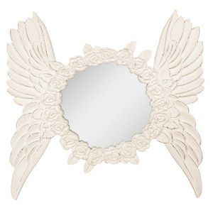 Béžové nástěnné zrcadlo s růžemi a andělskými křídly Brocante - 62*5*60 cm 52S310 obraz