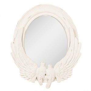 Bílé antik nástěnné zrcadlo s holubicemi Brocante - 50*5*60 cm 52S309 obraz