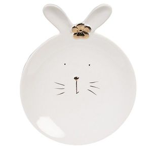 Bílý porcelánový dezertní talířek ve tvaru králíčka Rabbit - Ø 15* 19 *5 cm 6CE1676 obraz