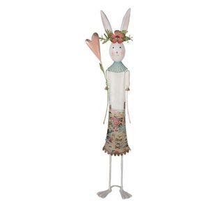 Kovová dekorativní socha králík v sukni s květinou - 22*12*88 cm 5Y1217 obraz