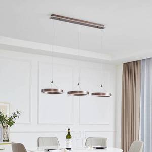 Lucande Lucande Kolo LED závěsné svítidlo, 3 světla, káva, stmívatelné obraz