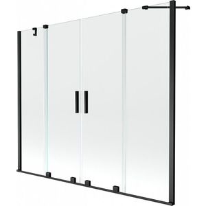 MEXEN/S Velar Duo vanová zástěna posuvná 190 x 150 cm, transparent, černá 896-190-000-02-70 obraz