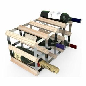 Stojan na víno RTA na 12 lahví, přírodní borovice - pozinkovaná ocel / rozložený obraz