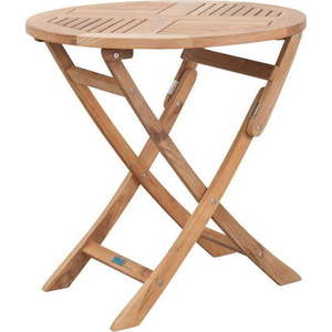 Kulatý zahradní odkládací stolek z teakového dřeva ø 80 cm – Exotan obraz