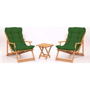 Zahradní lounge set z bukového dřeva v zeleno-přírodní barvě pro 2 – Floriane Garden obraz