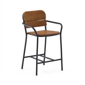 Černo-hnědá kovová zahradní barová židle Algueret – Kave Home obraz