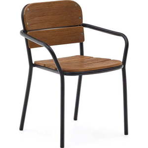 Černo-hnědá dřevěno-kovová zahradní židle Algueret – Kave Home obraz
