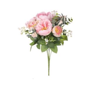 Umělá kytice Čajová růže v pugetu 34 cm, růžová obraz