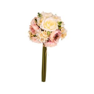 Umělá kytice Růže a čemeřice v pugetu 31 cm, krémovo-růžová obraz