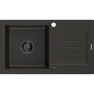 MEXEN/S Pablo granitový dřez 1 s odkapávačem 752 x 436 mm, černá/zlatý metalik, + černý sifon 6510751010-75-B obraz