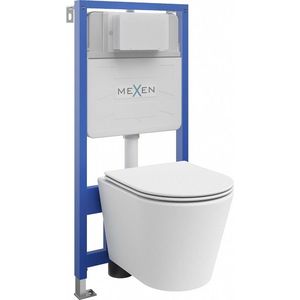 MEXEN/S WC předstěnová instalační sada Fenix Slim s mísou WC Rico + sedátko softclose, bílá mat 61030724001 obraz