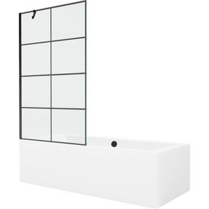 MEXEN/S Cube obdélníková vana 180 x 80 cm s panelem + vanová zástěna 100 cm, černá vzor 550518080X9510007077 obraz