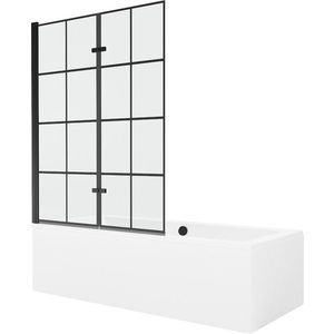 MEXEN/S Cube obdélníková vana 180 x 80 cm s panelem + vanová zástěna 120 cm, černá vzor 550518080X92120027077 obraz