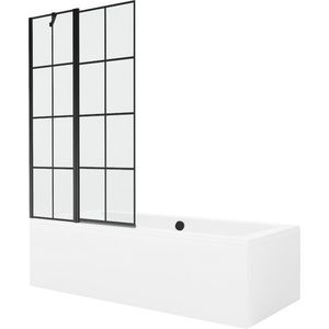 MEXEN/S Cube obdélníková vana 180 x 80 cm s panelem + vanová zástěna 100 cm, černá vzor 550518080X9410117077 obraz