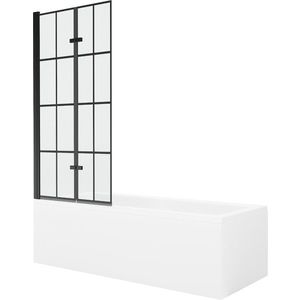 MEXEN/S Cubik obdélníková vana 150 x 70 cm s panelem + vanová zástěna 80 cm, černá vzor 550315070X9208027077 obraz