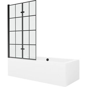 MEXEN/S Cube obdélníková vana 180 x 80 cm s panelem + vanová zástěna 100 cm, černá vzor 550518080X92100027077 obraz