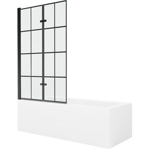 MEXEN/S Cubik obdélníková vana 150 x 70 cm s panelem + vanová zástěna 100 cm, černá vzor 550315070X9210027077 obraz