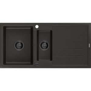 MEXEN/S Andres granitový dřez s odkapávačem 1000 x 500 mm černá/zlatá metalik, černý sifon 6515101510-75-B obraz